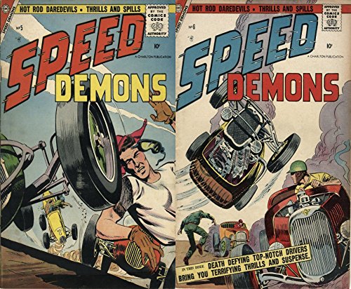 Speed Demons. Issues 5 and 6. Hor rod daredevils, thrills and spills. Death defying top notch drivers bring you terrifying thrills and suspense. Golden Age Digital Comics Action and Adventure.
