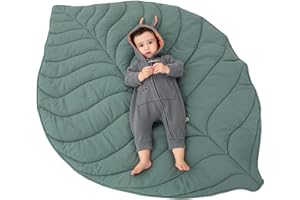 Letalong Cotton Leaf Nursery Rug, 56.3x42.1 inches Machine Washable Baby Play Mat for Nursery Decor, Play Mat for Baby, Baby Floor Mat for Baby Gifts, Crawling Baby Mat for Tummy Time Infants