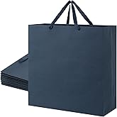 Sdootjewelry Navy Gift Bags - Large, 17"x7"x17" Heavy Duty Kraft Paper Bags with Handles - 6 Pack for Christmas