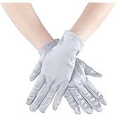 1 Pair of Short Satin Finger Gloves 1920s Opera Party Wedding Bridal Etiquette Gloves