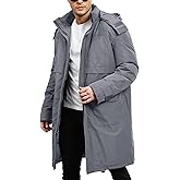 Yimoon Mens Long Parka Winter Coats Water-resistant Warm Thicken Hooded Puffer Jacket Heavy Padded Windbreaker Outerwear