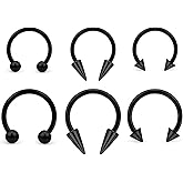 Ovxznts Long Spike Septum Rings 16G Surgical Steel Smiley Piercing Jewelry Vertical Snake Bite Jewelry Lip Rings for Women Men 8mm/10mm