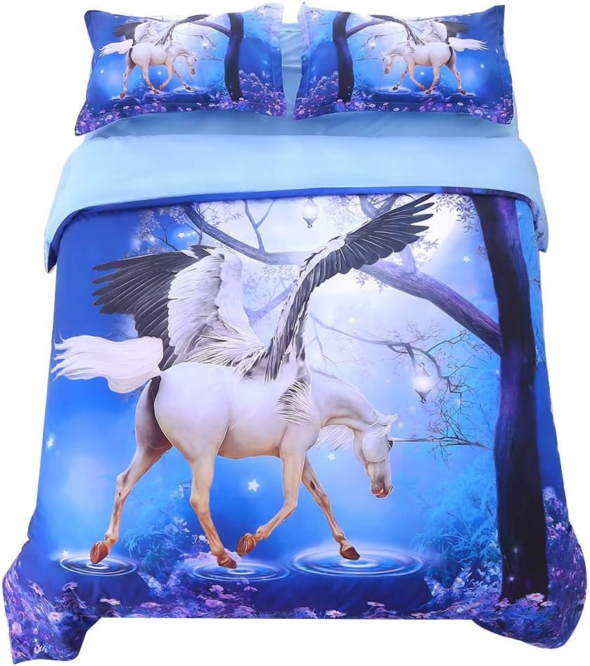 blue unicorn bedding