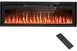 SIXFIVSEVN 60" Electric Fireplace Wall Mounted and Recessed, Ultra-Thin Electric Fireplace Inserts, Fireplace Heater and Linear Fireplace with Timer/Remote Control/12 Adjustable Flame Color, 750w/1500w