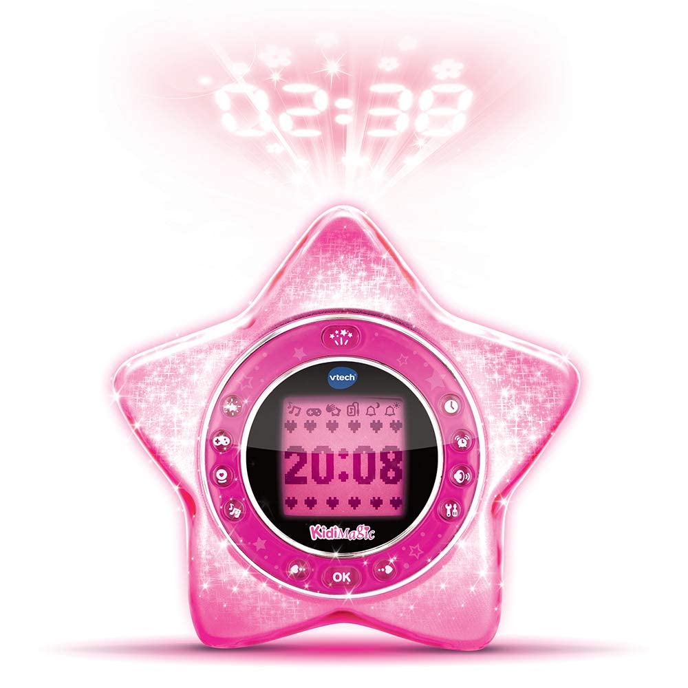 VTech - KidiMagic StarLight Rose — Interactive Child Alarm Clock, Radio Alarm Clock with Speaker and Animated Ceiling Projection — 6/12 years old - French version