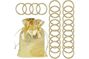 AWEELON 24Pcs Gold Round Power Rings Game Figure Display Dream Catcher Rings with Gold Cloth Bag