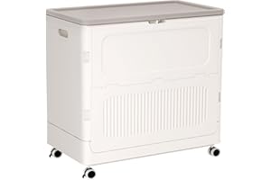 HAIXIN HOME Toy Box for Living Room Area - 130L Extra Large Toy Chest Storage Organizer - Collapsible Sturdy Toy Storage Bins with Lids and Wheels - Kids Toy Box for Boys, Girls, Nursery, Playroom