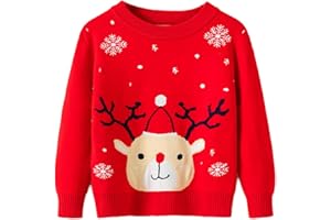 HILEELANG Toddler Boy Girl Christmas Sweater Pullover Reindeer Elk Snowman Sweatshirts Tops