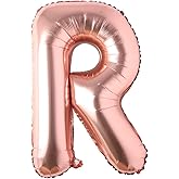 Rose Gold 32 inch Letter Balloons Alphabet Balloons Foil Mylar Party Wedding Bachelorette Birthday Bridal Shower Graduation Anniversary Celebration Decoration (32 INCH ROSE GOLD R)