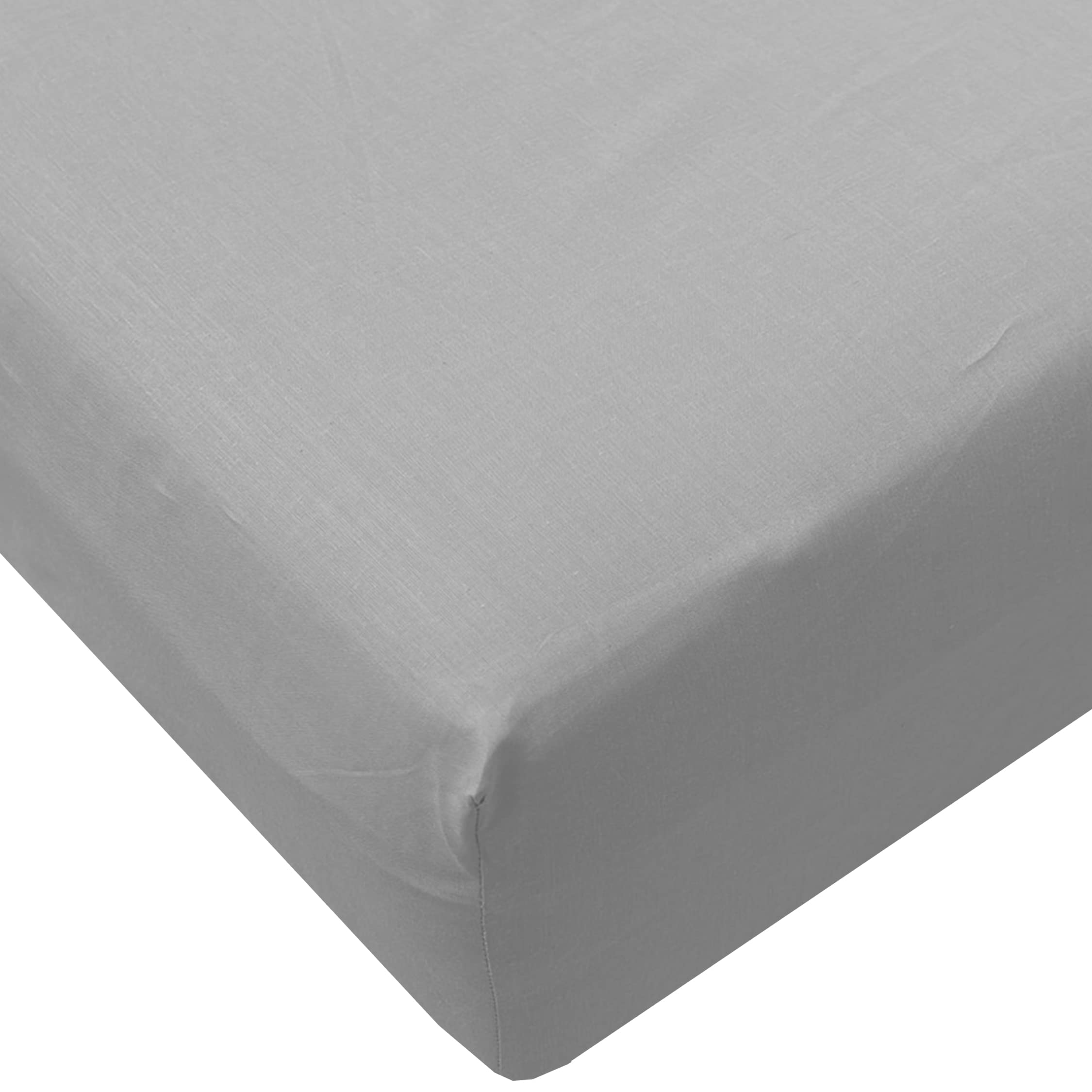 HOMELY IDEAS 180TC Fitted Sheet 25CM/10 Inches Deep with Elasticated Corners, Rich Cotton & Breathable Fitted Bed Sheets (SILVER, KING)