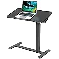 Gibbon Mounts Rolling Laptop Desk, Mobile Standing Desk Height Adjustable, 180° Tiltable Overbed Bedside Table, Portable Computer Desk with Wheels, Foldable Laptop Cart for Home Office, Black