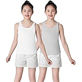 QBK 6-16Years Girls Tank Top with Built in Bra Training Bras Cotton Camisole Built in Bra Undershirts with Shelf Bra