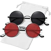 MEETSUN Small Round Polarized Sunglasses for Men Women Metal Retro Hippie Circle Sun Glasses Driving Festival Cosplay UV400