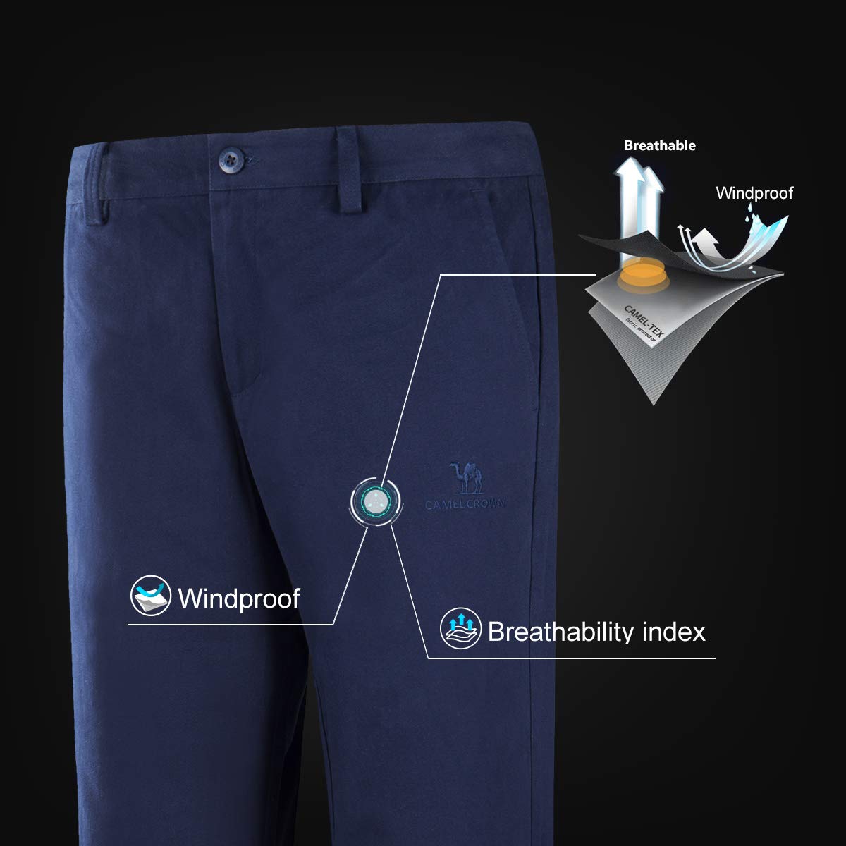 CAMEL CROWN Men\'s Outdoor Work Pants Relaxed Fit Cargo Pants Wrinkle Resistant