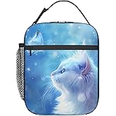 VANZEV Insulated Lunch Box for Women Men, Cat Butterfly Theme Lunch Box Reusable Portable Lunch Bag Cooler Tote Waterproof Lunch Container for Office Picnic Work Travel