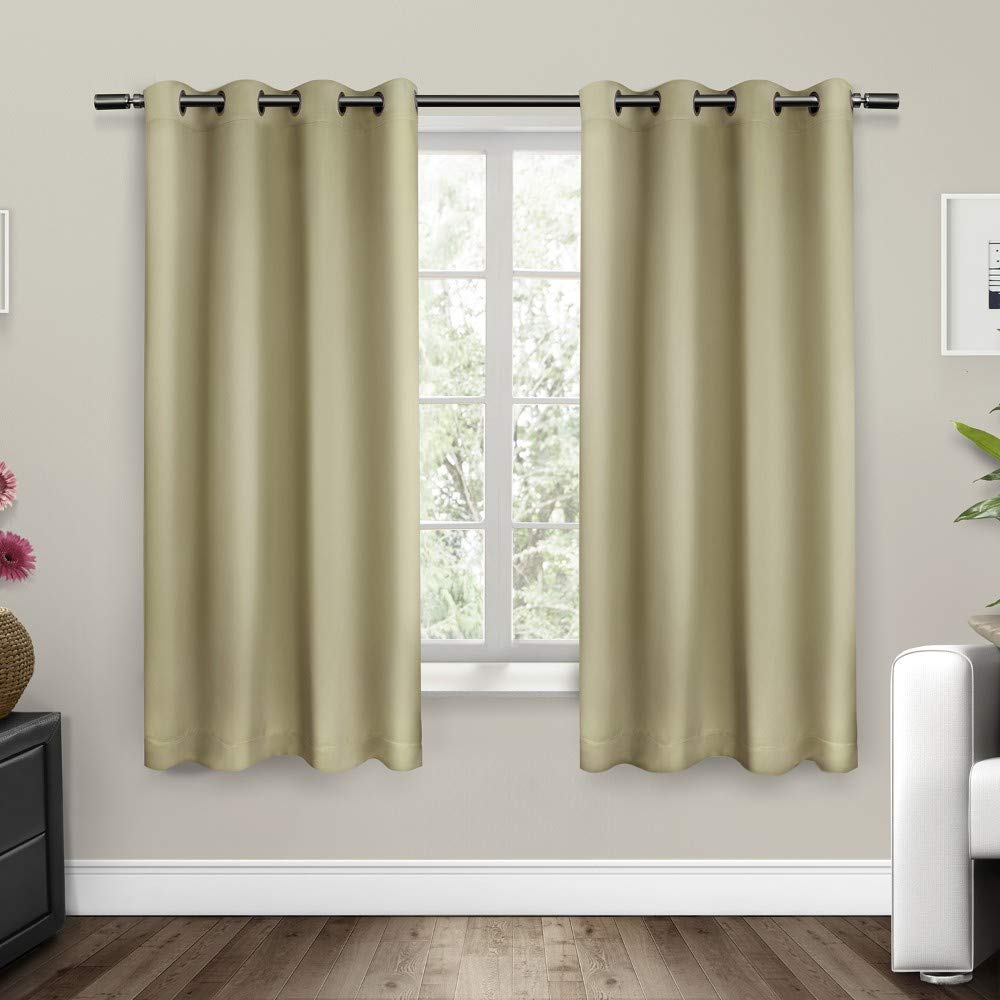 Exclusive Home Curtains Sateen Woven Blackout Grommet Top Panel Pair, Linen, 52x63, 2 Piece — image 1