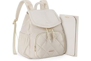 mommore Diaper Bag Backpack, Small Diaper Backpack for Travel, Drawstring Puffer Diaper Bag, Lightweight Quilted Baby Bag with Stroller Straps, Changing Pad