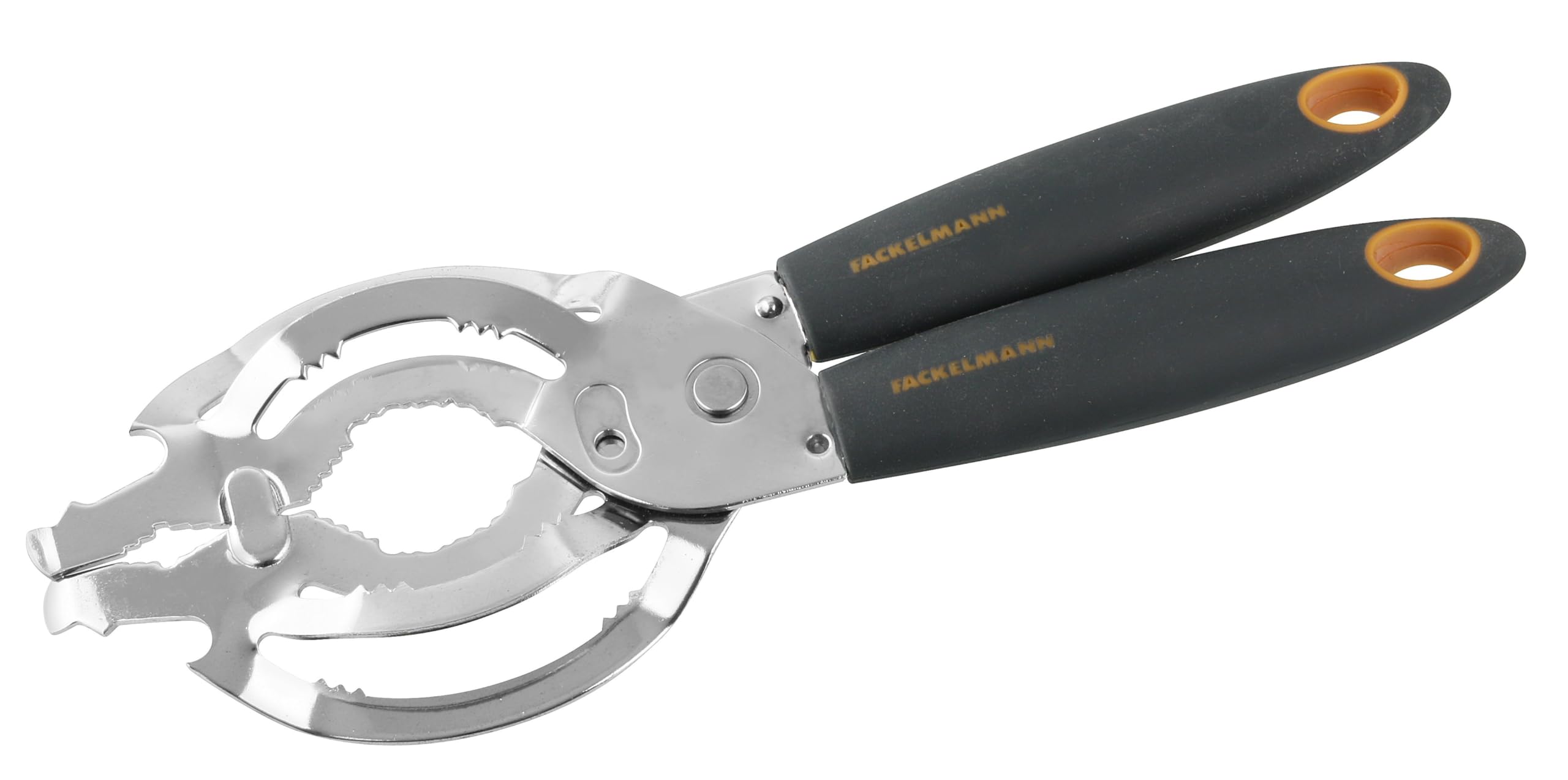 Fackelmann Jar Opener, Soft Grip Anti Slip Handles, Multi Use Bottle Opener for Arthritic Hands, Ring Pull, 25x10x2cm, Orange Grey & Silver