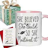She Believed She Could Graduation Gifts for Women, Christmas Spiritual Motivational Congratulations Gifts for Women, Masters Degree College Graduation Gift for Classmate Friends Bestie Girls 11oz