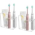 Pink Butterfly Toothbrush Holder - Acrylic Organizer With Drain Holes For Electric Toothbrush & Paste