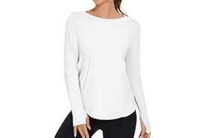 KTILG Women's Long Sleeve UPF 50+ Sun Protection T-Shirts Boat Neck Lightweight Quick Dry Hiking Outdoor Top with Thumb Hole