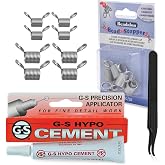 GS Hypo Cement Glue for Jewelry Making (9 ml) - 8 Pack Beadalon Bead Stoppers and Fine Point Precision Tweezers - Adhesive Bundle for Beads, Bracelets, Watch Repair