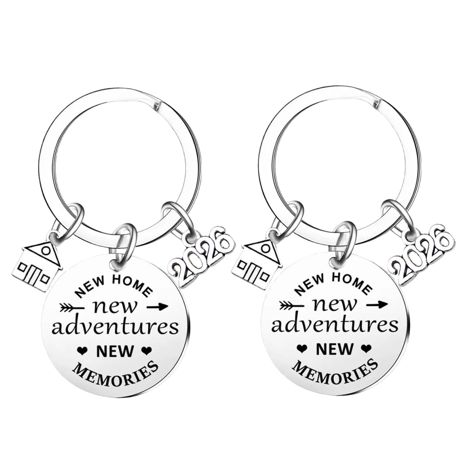 Ghloyza 2PCs New Home Keyring 2026 Housewarming Gifts for Women 2026 New House Keyrings New Adventures Realtor Closing Gifts House Warming Gifts for Couples New Home Owners Keyring