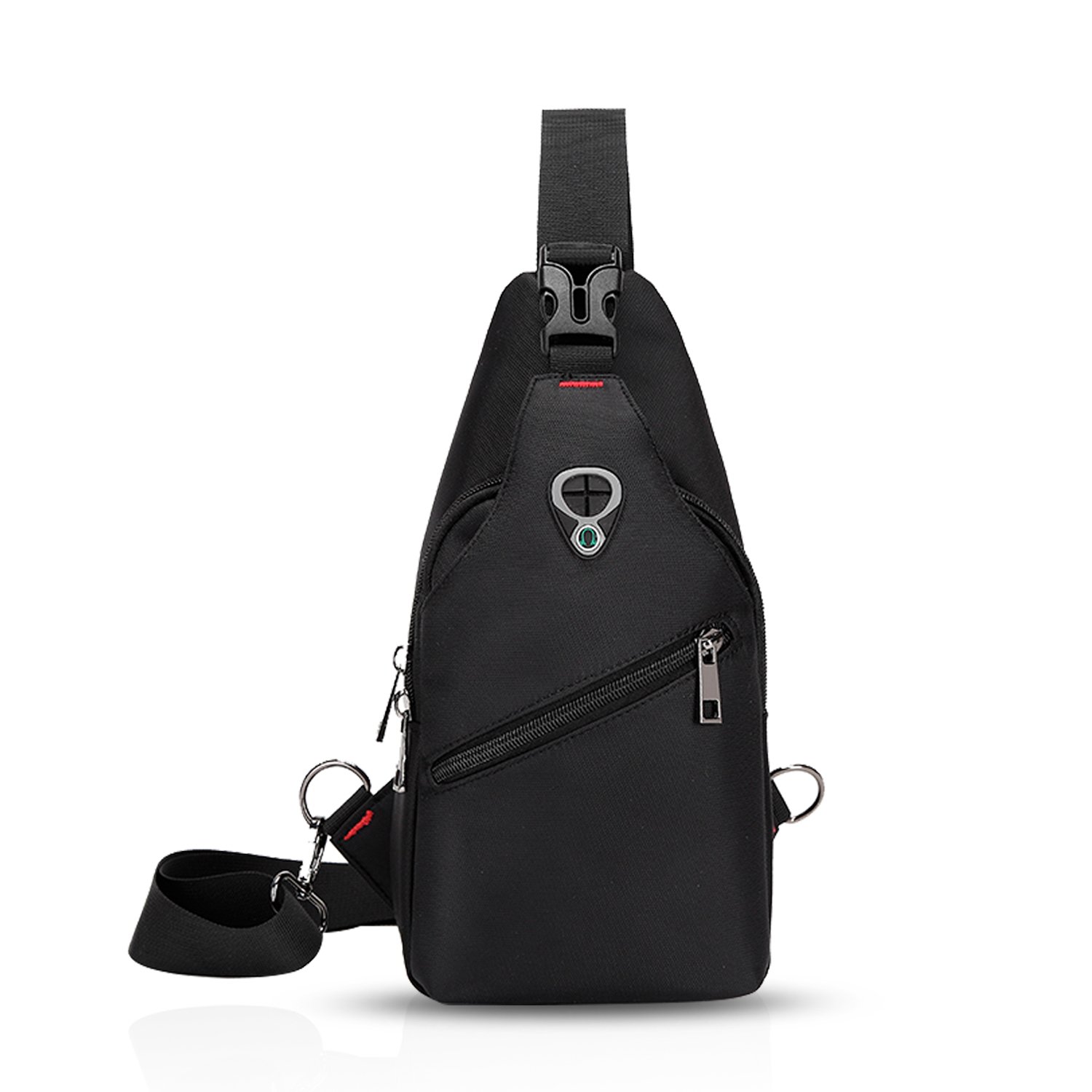 FANDARE Unisex Men's Chest Bag Sling Shoulder Bag for Sports, Gym, Travel, Camping, Cycling Black Polyester