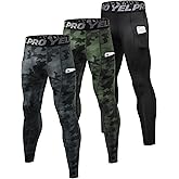 SPVISE 2 or 3 Pack Compression Pants Men Running Leggings Workout Base Layer Athletic Tights with Pockets for Gym Basketball