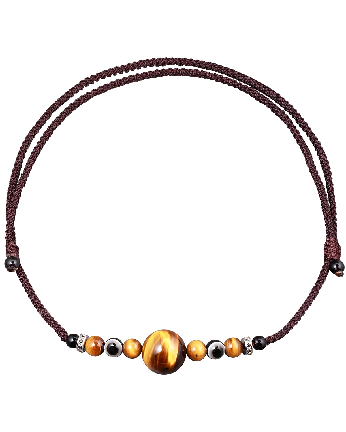 Jewboo Tiger Eye Evil Eye Choker Necklace for Women and Men Charms Healing Crystal Beads for Chokers Jewelry Unisex