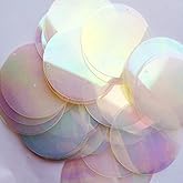 200pcs Flat Sequins Iridescent Spangles Craft Loose Sequins for Embroidery, Applique, Knitting, Arts, Crafts, and Embellishment (40mm)