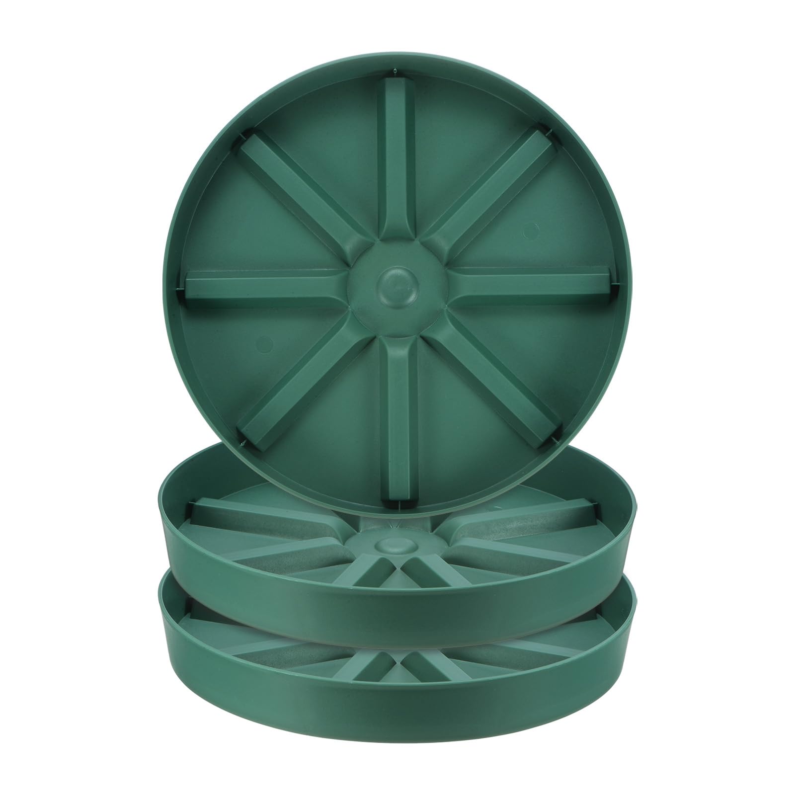 M METERXITY 3-Pack Plant Saucer, 12 Inch Flower Pot Saucers, Thicker Anti-Rot Root Plastic Plant Saucer for Indoor/Outdoor Potted Plant/Plant Water Catcher Tray [Green]