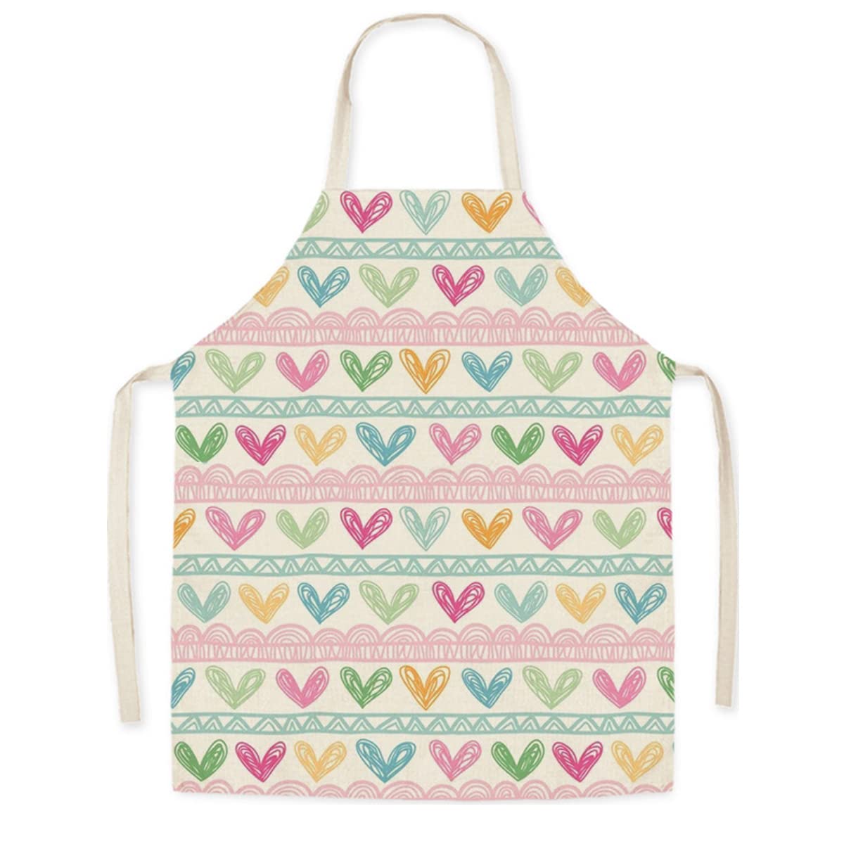 Eyands Love Children Apron for Cooking Baking - Cute Pattern Linen Kitchen Apron for Kids, Cooking Painting Gardening Apron for Boys and Girls