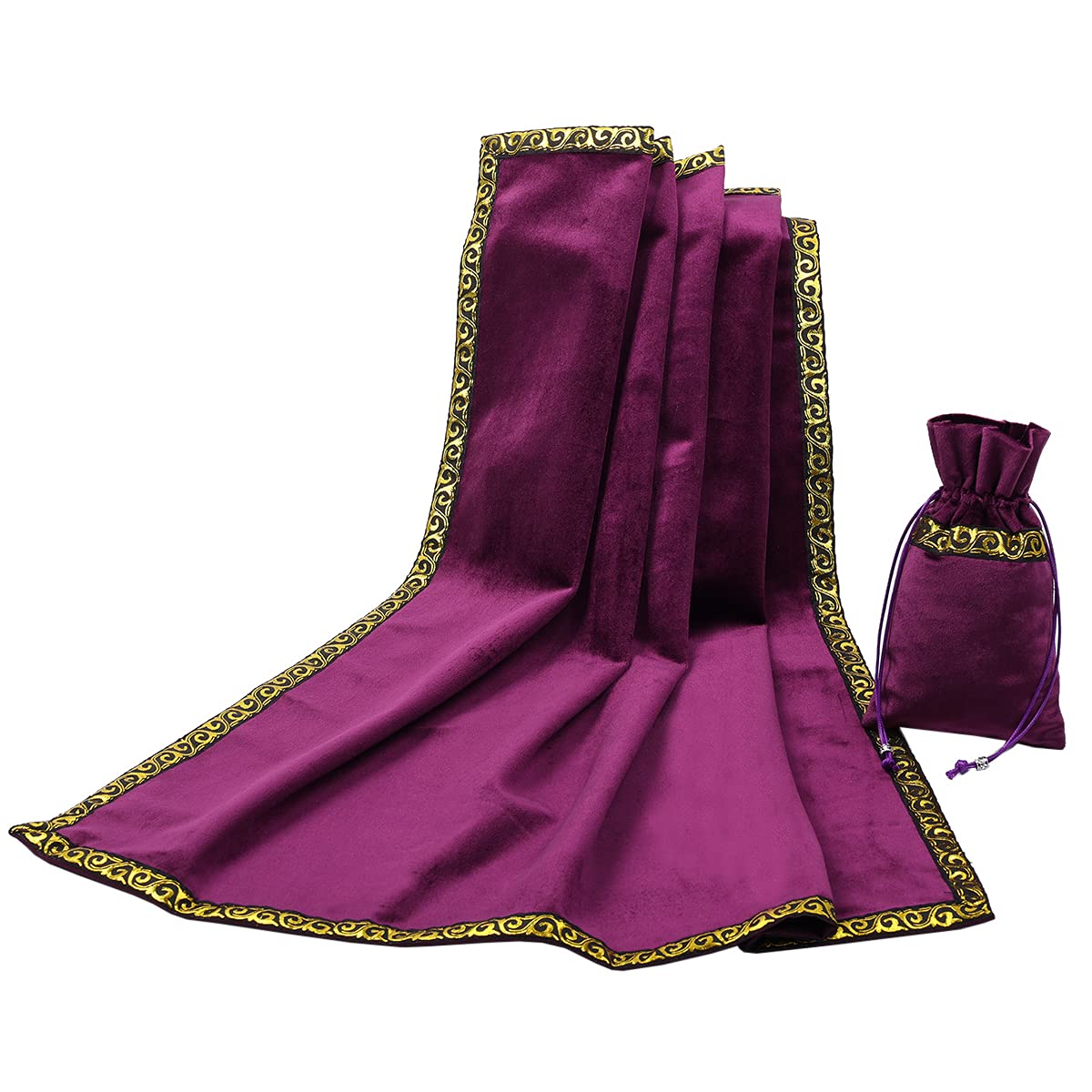 BLESSUME Altar Tarot Tablecloth Divination Wicca Velvet Cloth with Tarot Pouch (Purple 1)