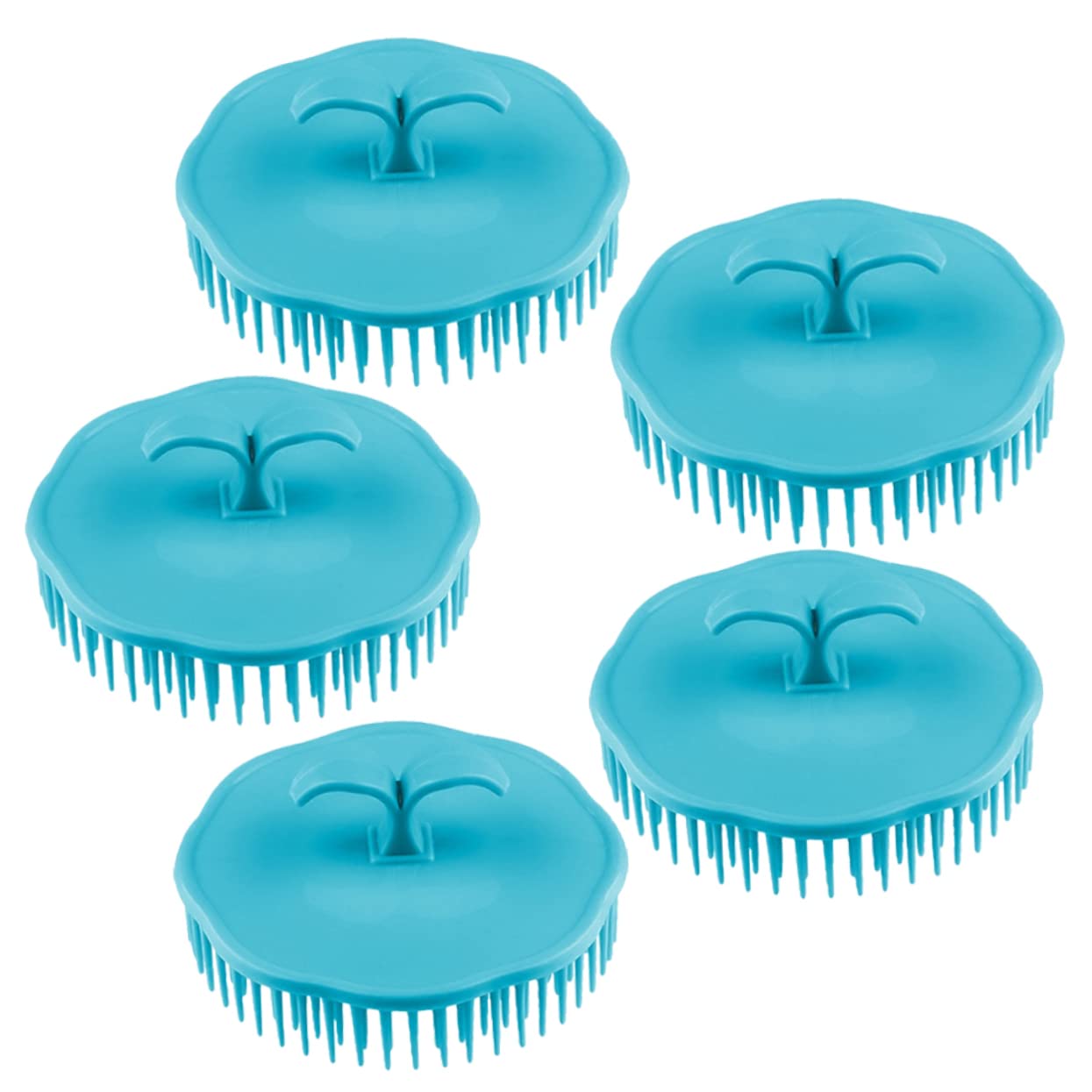 5Pcs Plastic Hair Scalp Massager Shampoo Brush Round Scrubber Dandruff Combs Portable Hairdressing Shower Brush for Dorm Salon (Random Color)