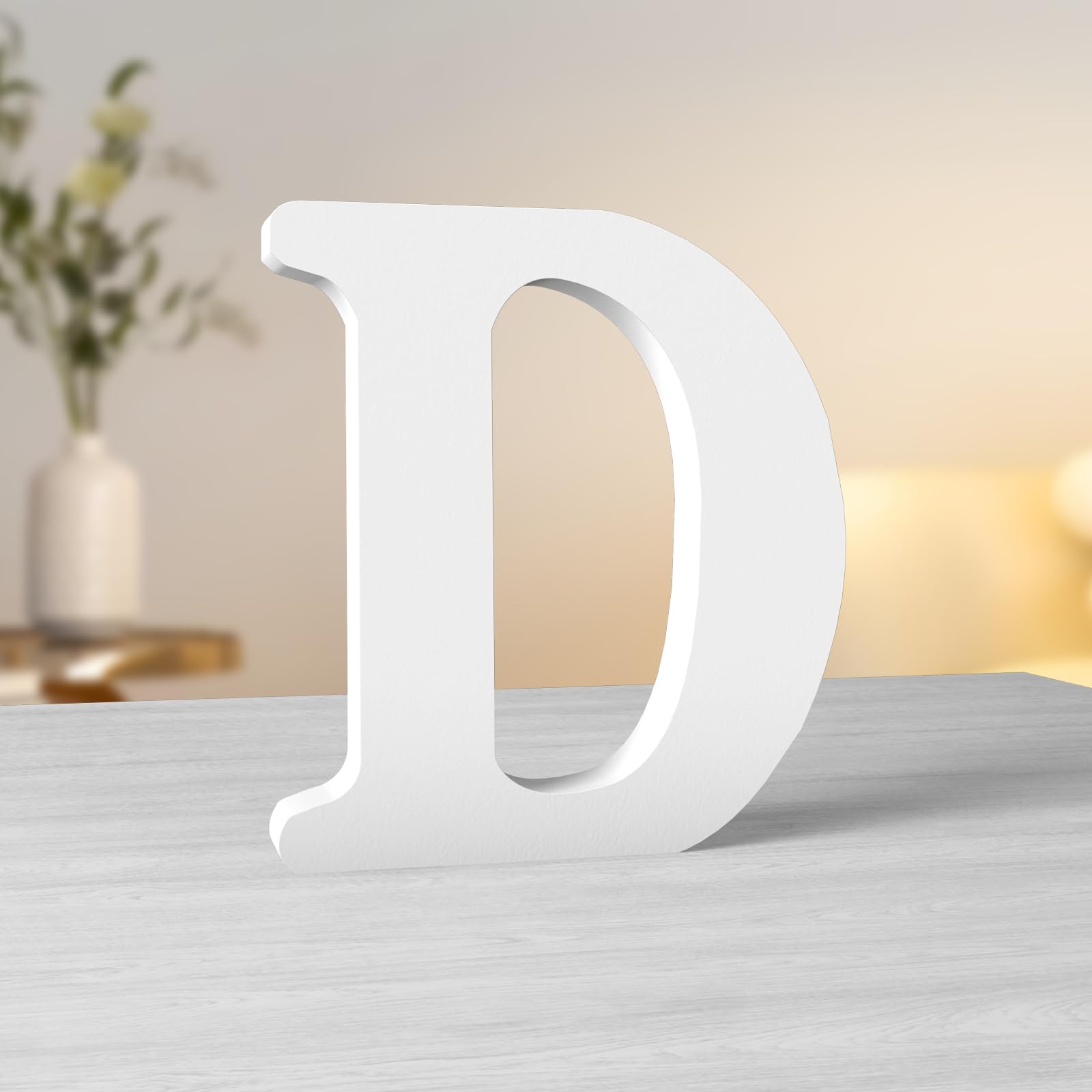 Aruatu 6 Inch White Wood Letters Unfinished Wood Letter for Wall Decor Decorative Standing Letters Slices Sign Board Decoration for Craft Home Party Projects (D) — image 1