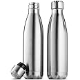 BREFR 2Pcs Triple-Insulated Stainless-Steel Water Bottles, 17 Oz Reusable Vacuum Thermal Flask, Leak Proof Metal Water Bottles for Gym, Sports and Work, Picnic & Camping