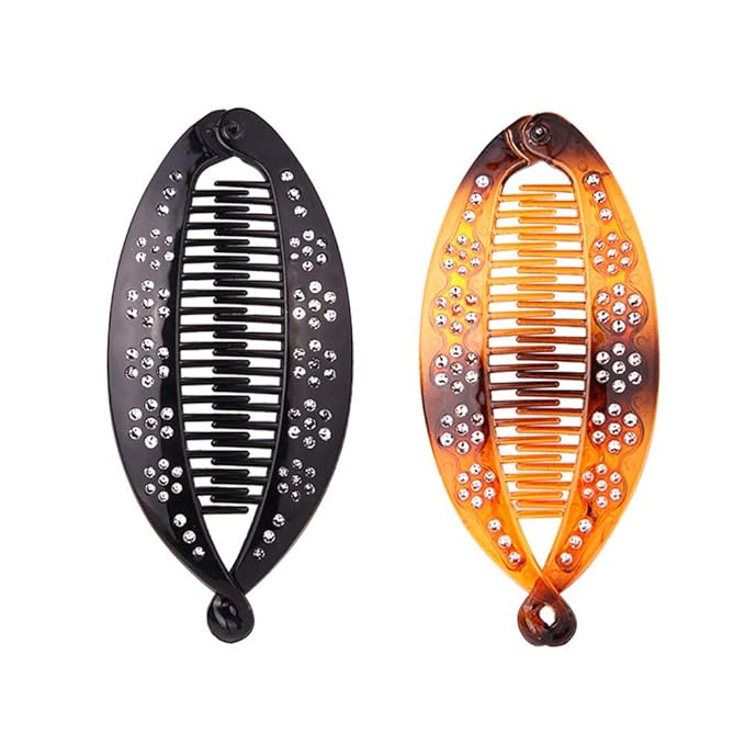 Smrroy Rhinestone Banana Hair Clips Lady Resin Fishtail