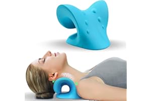 OORMGSRC Cervical Traction Device, Neck Stretcher Cervical Traction for Muscle Relax, Neck Hump Corrector for TMJ Pain Relief, Shoulder Relaxer, Spine Corrector (Blue)