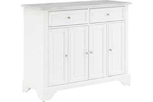 Crosley Furniture Avery Rolling Kitchen Island Storage Cart with Shelves, Microwave Stand, Coffee Bar, Distressed White