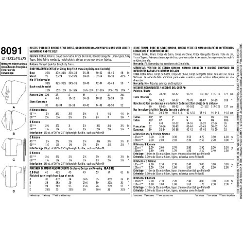 Simplicity Creative Patterns Simplicity PATTERNS Misses Kimonos in Various Styles Size: A (XXS-XS-S-M-L-XL-XXL))) , 8091