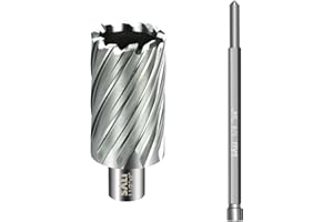SALI Annular Cutter Diameter 1-1/2 Inch with Weldon Shank 3/4" (with 2 Flats) Cutting Depth 2" Mag Drill Bit for Magnetic Drill Press HSS Fully Ground Drill with One 1/4"*4" Pilot Pin
