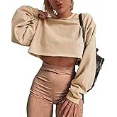Artfish Women's Crewneck Long Sleeve Crop Tops Workout Casual Pullover Loose Sweatshirts