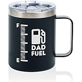 Onebttl Dad Gifts Coffee Mug Stainless Steel, Father Presents from Daughter Son for Father's Day Birthday Christmas, Travel Mug with Lid, 12oz/350ml - Dad Fuel