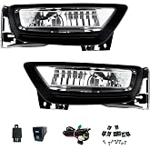 Fog Lights Fit for 2014 2013 2015 Honda Accord 4 Door Sedan Fog Lights Lamps with Halogen Bulbs &amp; Switch and Wiring Kit (Clear Lens)