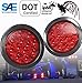 AutoSmart 4" Round LED Stop Turn Tail Light Includes Pair Light Red Lens, Grommet, Plug For Truck Trailer primary