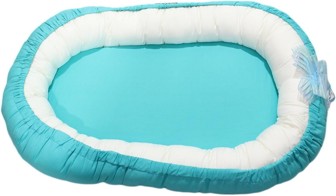 BABILAV-Baby Premium NEST Bed/Baby Bedding Set/Baby Cotton Sleeping NEST Bed/Newborn Toddler Lounger (0-12 Months) (Blue, 0-12 Months)
