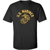 U.S. Marines Vintage Arch Gold Ink Adult Short Sleeve T-Shirt
