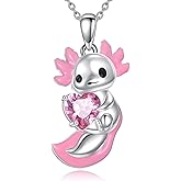 Hancock Axolotl Necklace for Women 925 Sterling Silver Axolotl Pendant Cute Animal Jewelry Gift for Family Friends