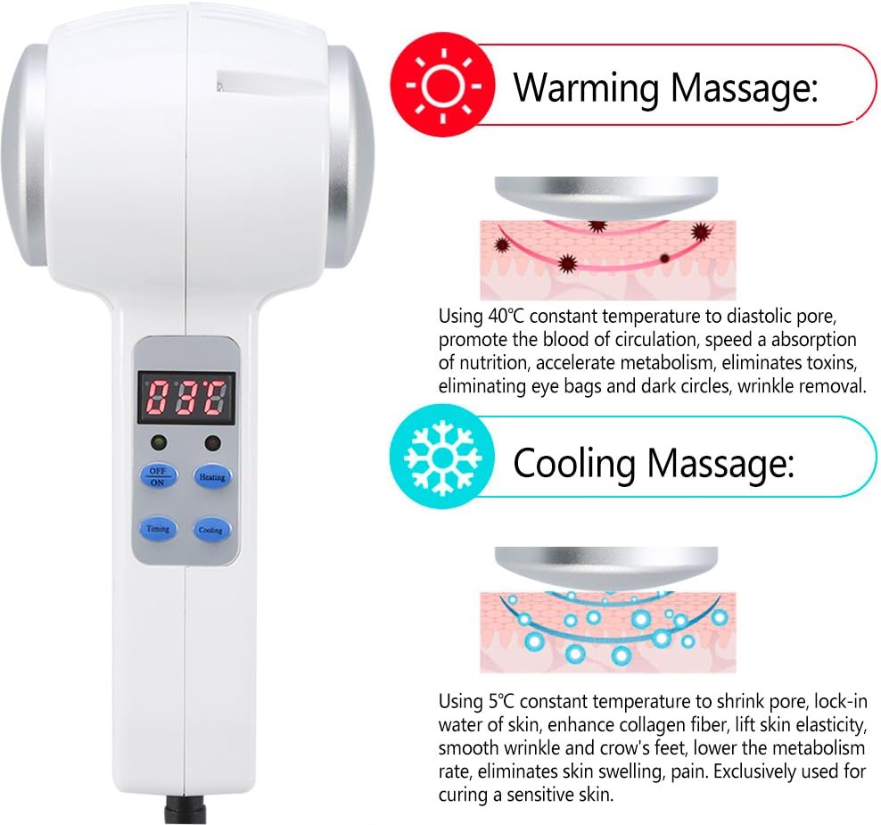 ZJchao Hot and Cold Hammer Ice Fire Double Heads Vibration Massage Instrument, Skin Tightening Facial Lifting Wrinkle Removal and Shriking Pores Beauty Device: Sports & Outdoors